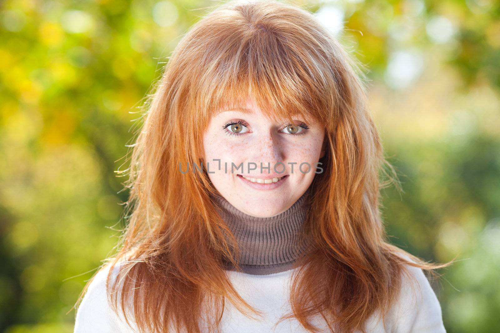 portrait of a beautiful young redhead teenager woman  by jannyjus