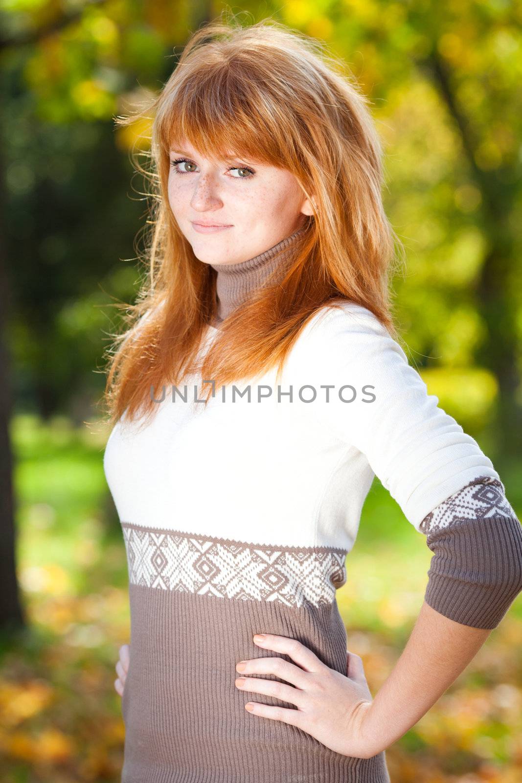 portrait of a beautiful young redhead teenager woman  by jannyjus