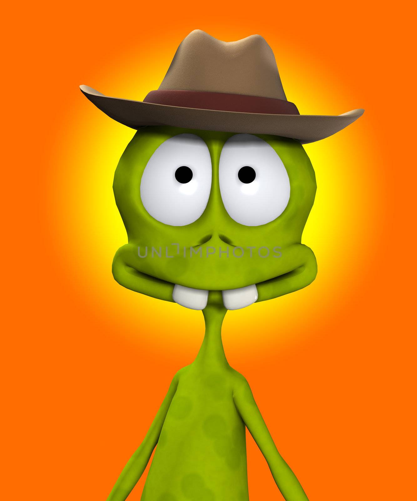 Alien In Cowboy Hat by harveysart