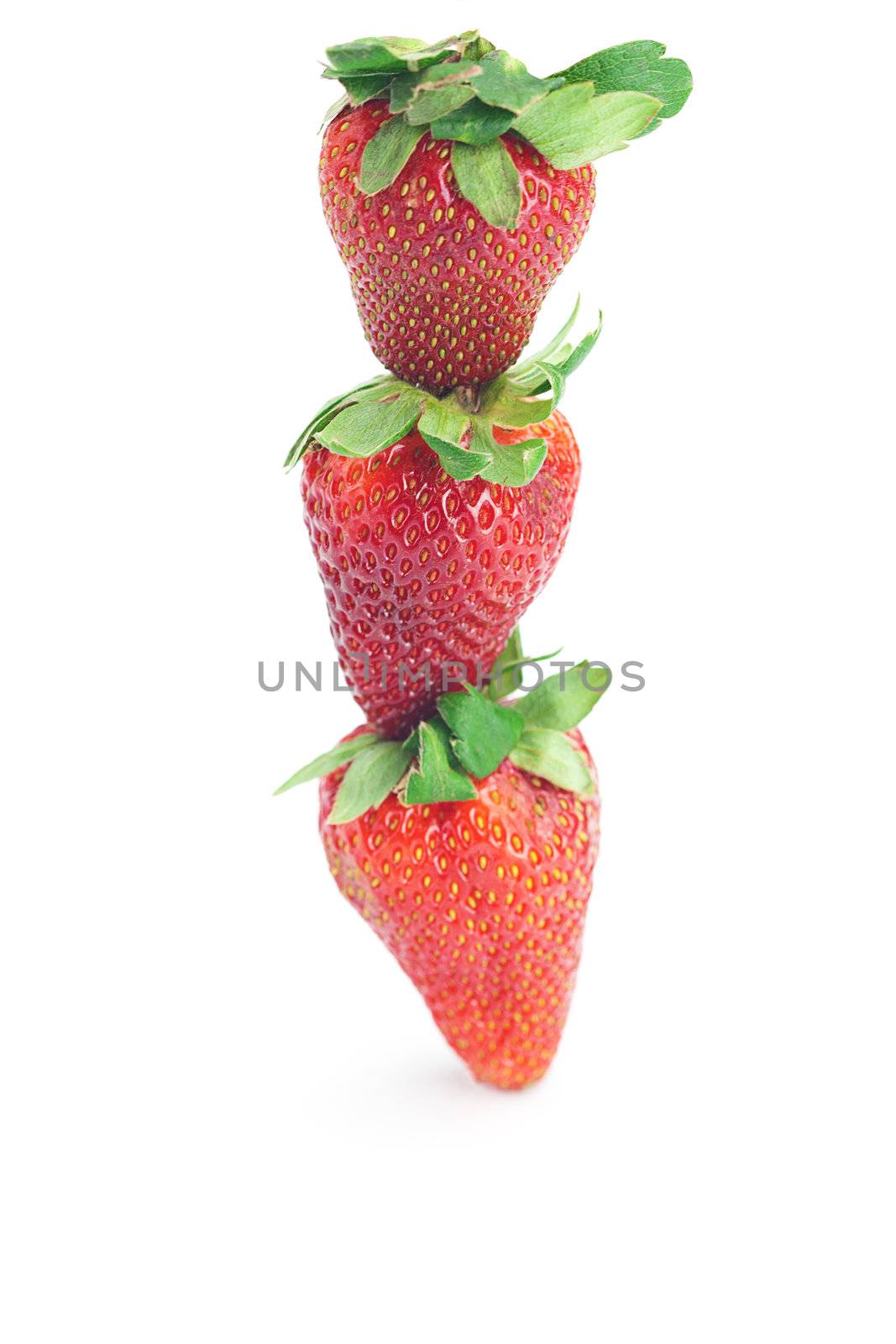 balance strawberry and mint isolated on white