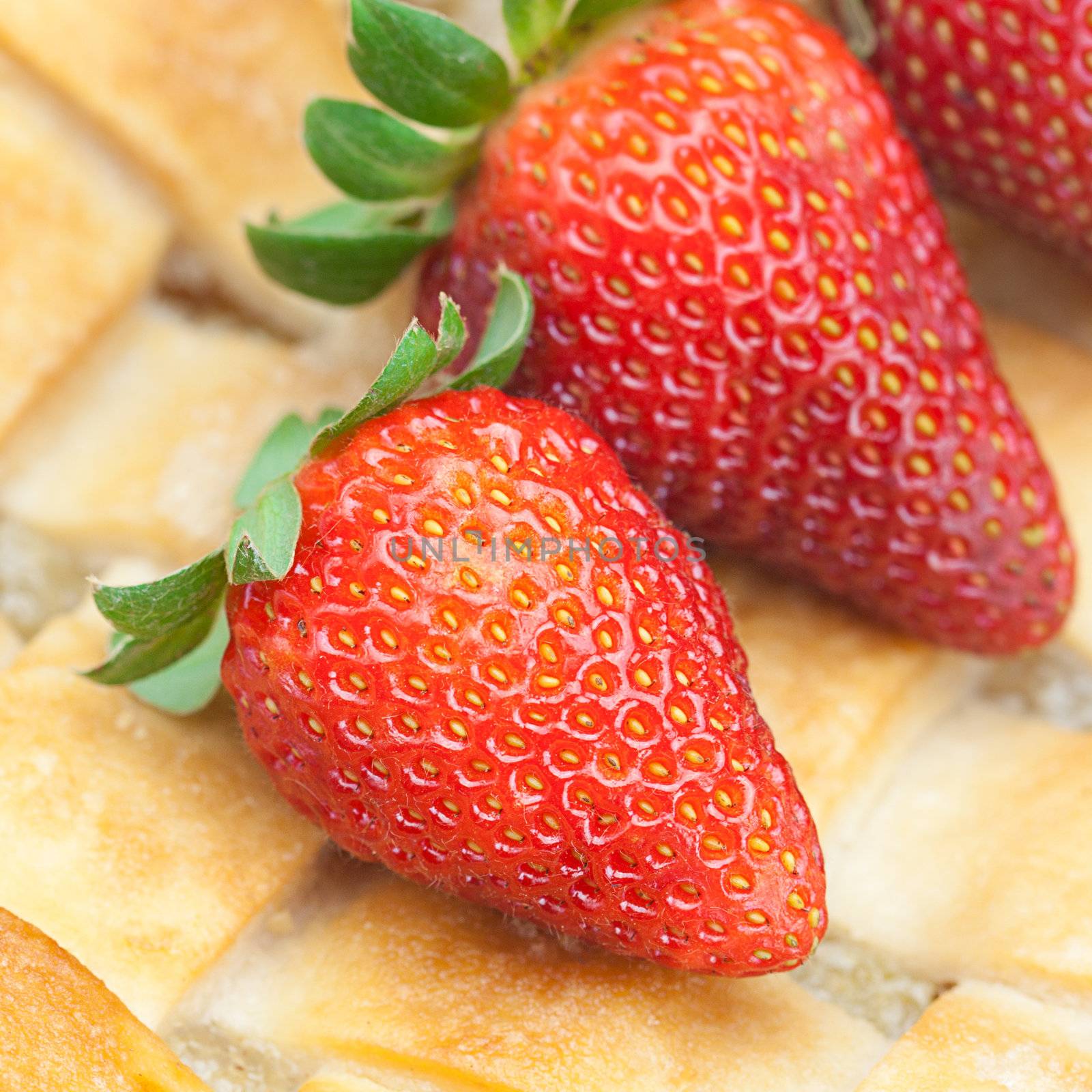 background of apple pie and strawberries by jannyjus