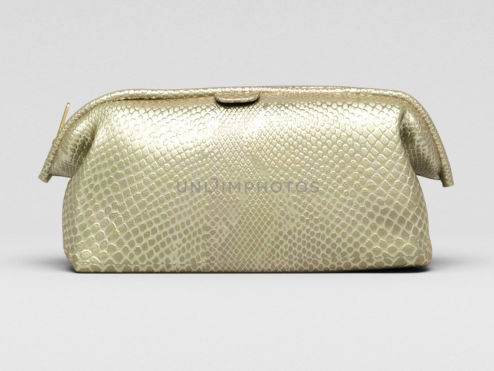 Leather clutch closeup on a light background