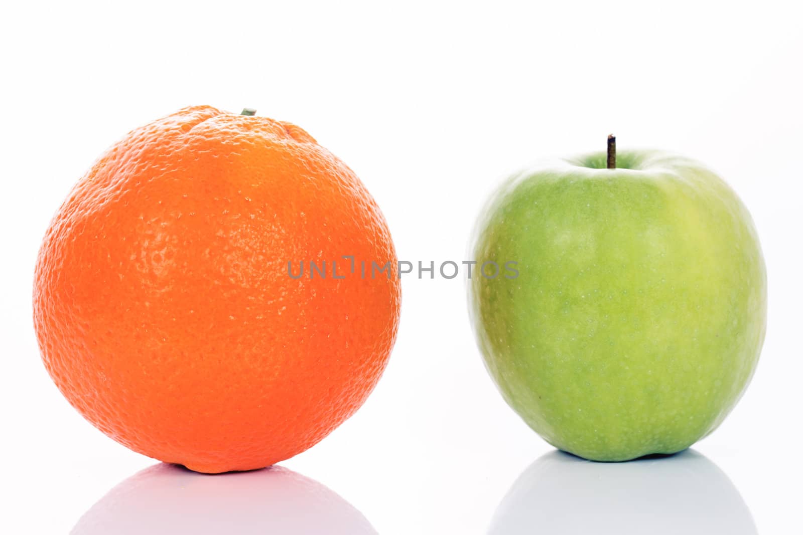 Apple and Orange isolated on white 