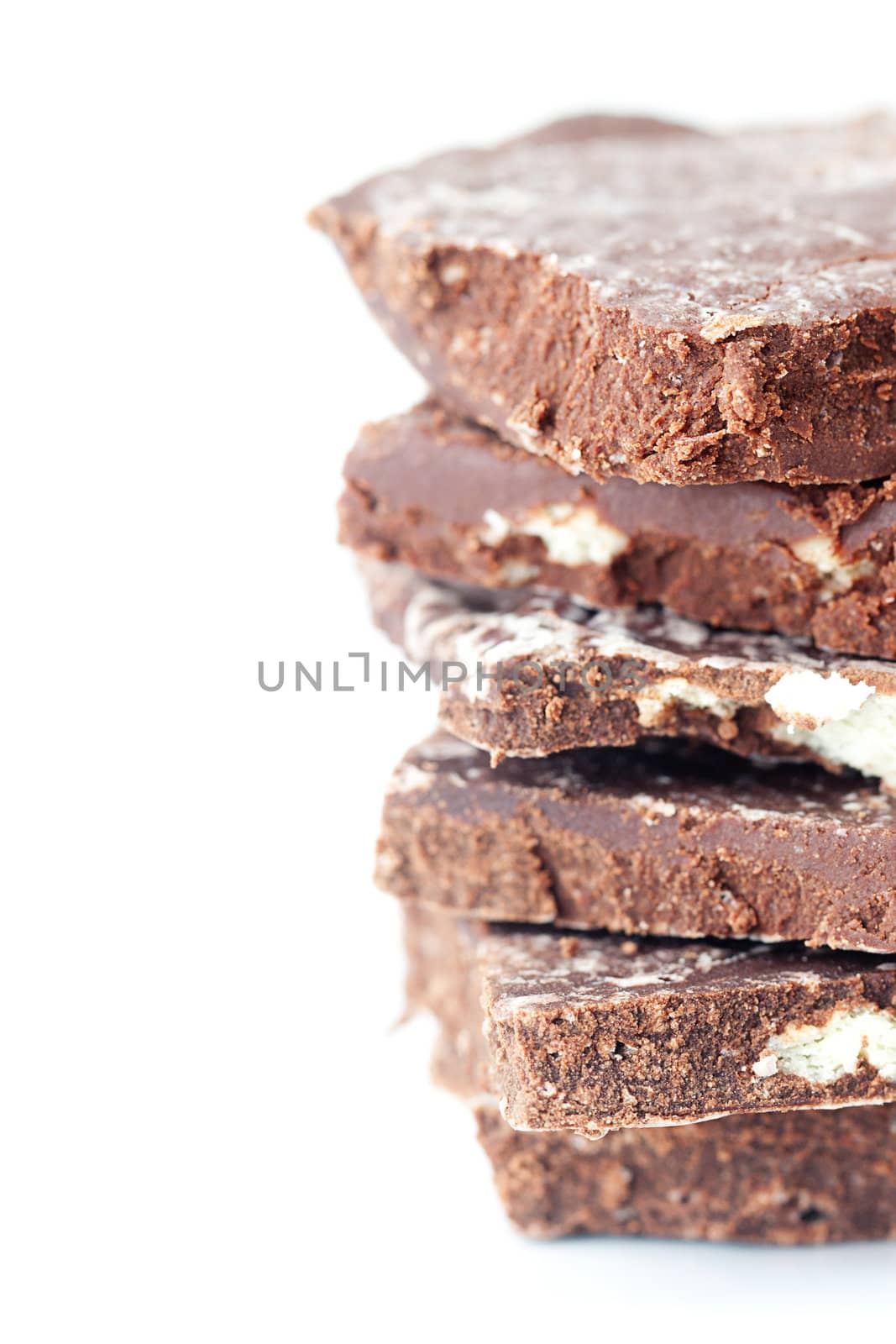 stack of chocolate isolated on white