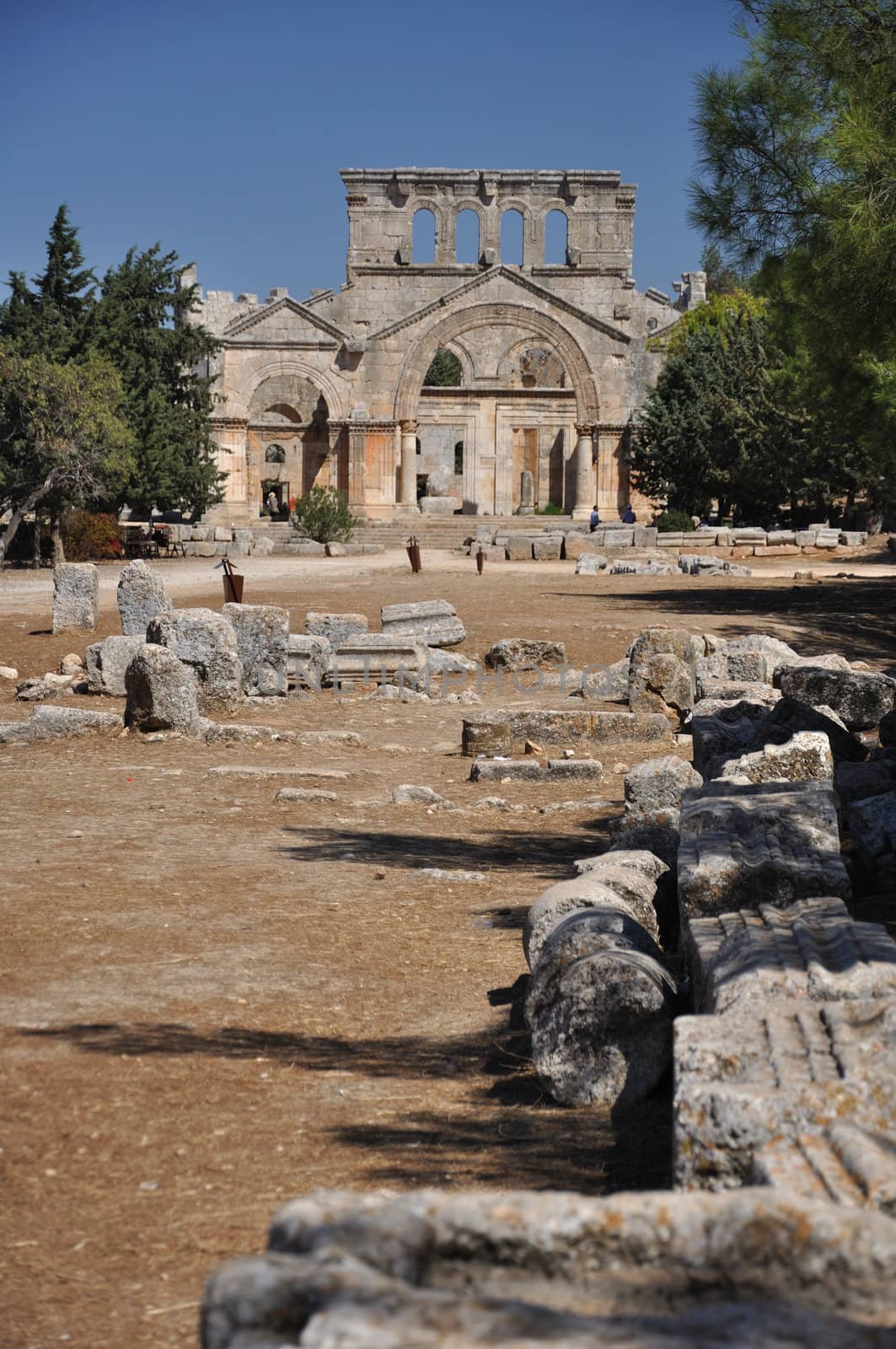 Well preserved church that dates back to the 5th century, located about 30 km northwest of Aleppo, Syria.