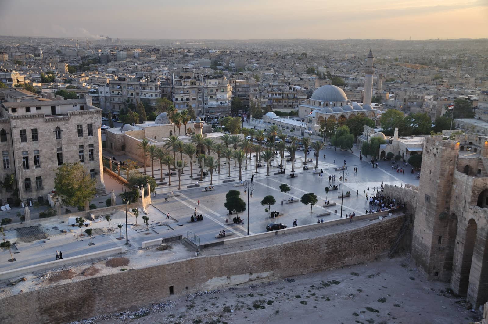 This is view from Aleppo's citadel towards to Ummayadd (Great) Mosque.