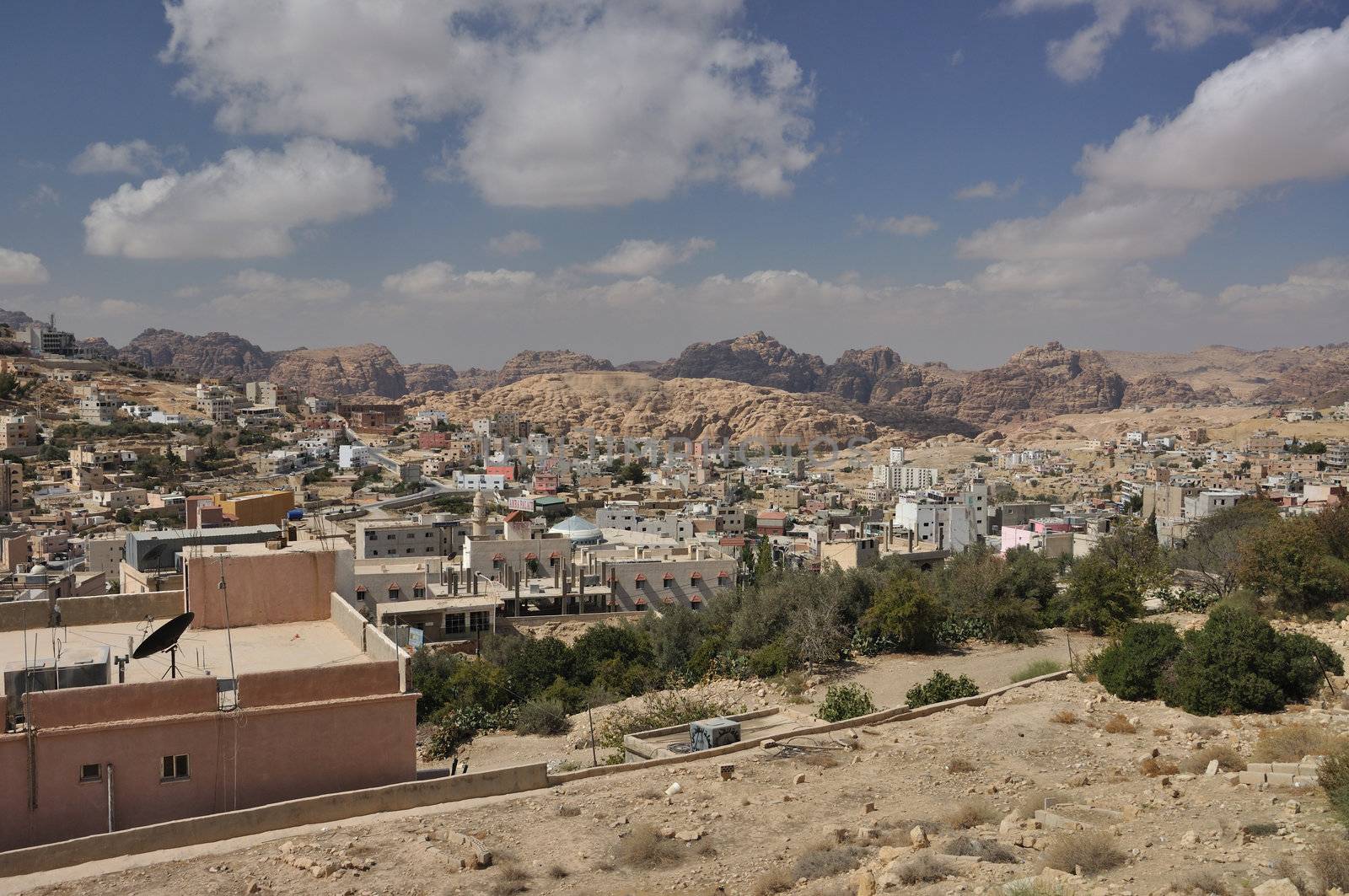 View from Petra town to archeological site Petra by vyskoczilova