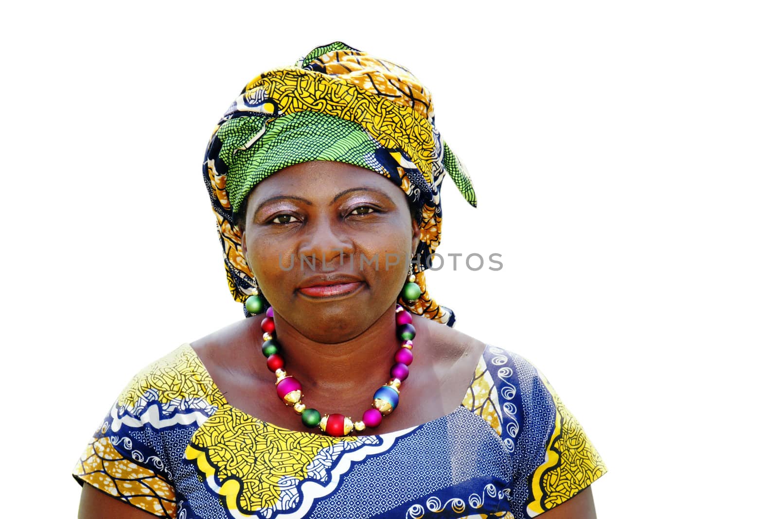 Beautiful African woman wearing a boubou on white by Mirage3