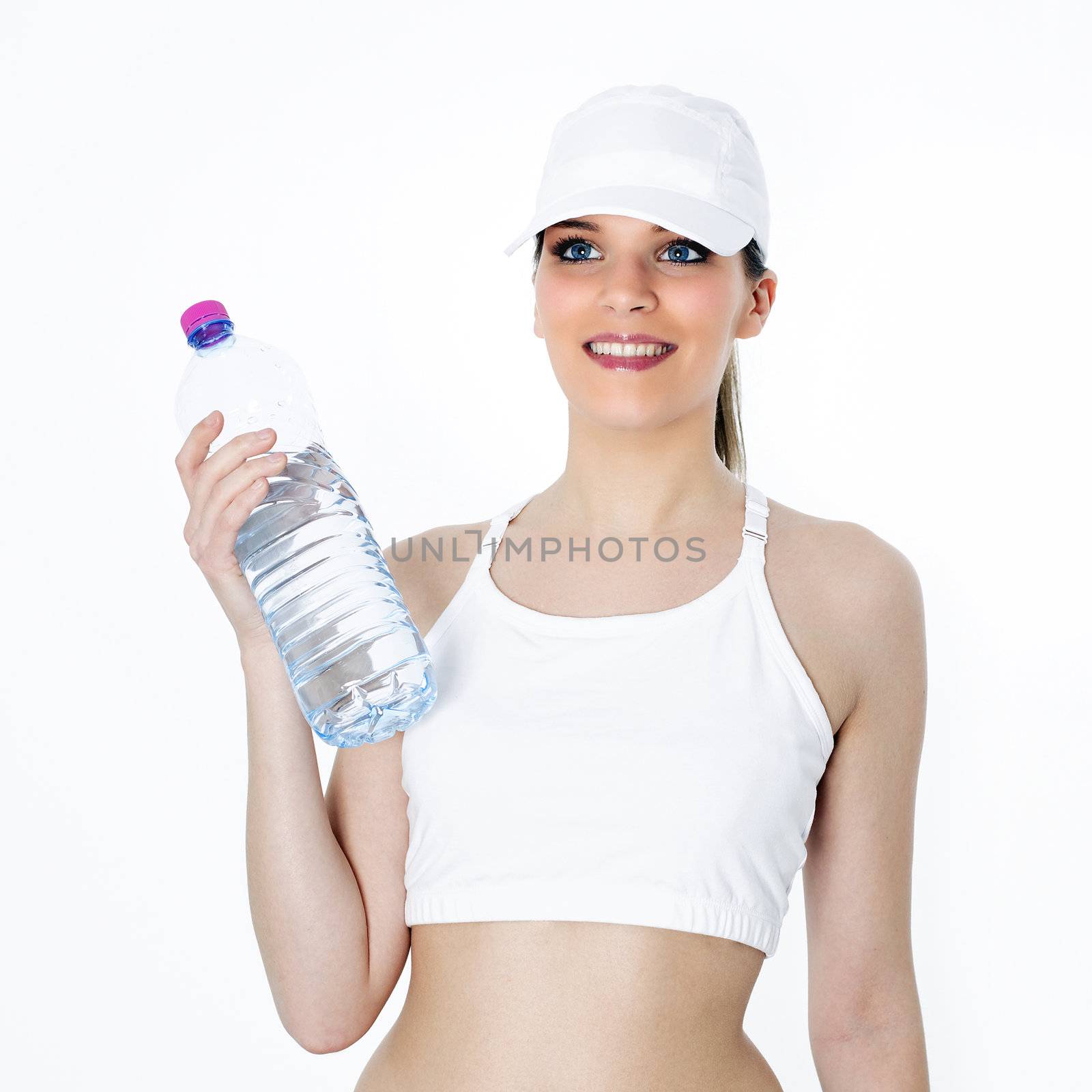 woman with bottle of water after sport