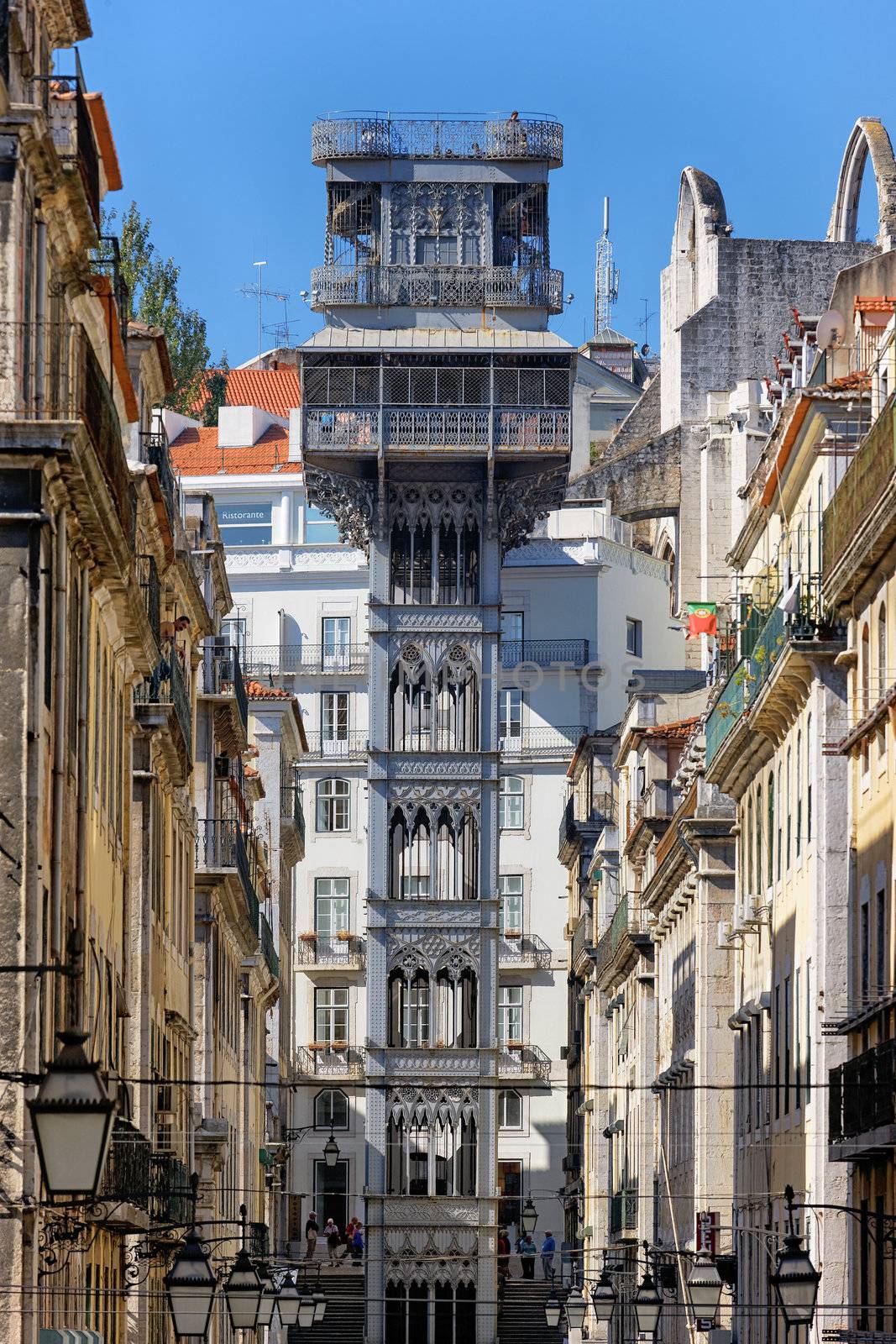 Famous santa justa elevator in Lisbon 