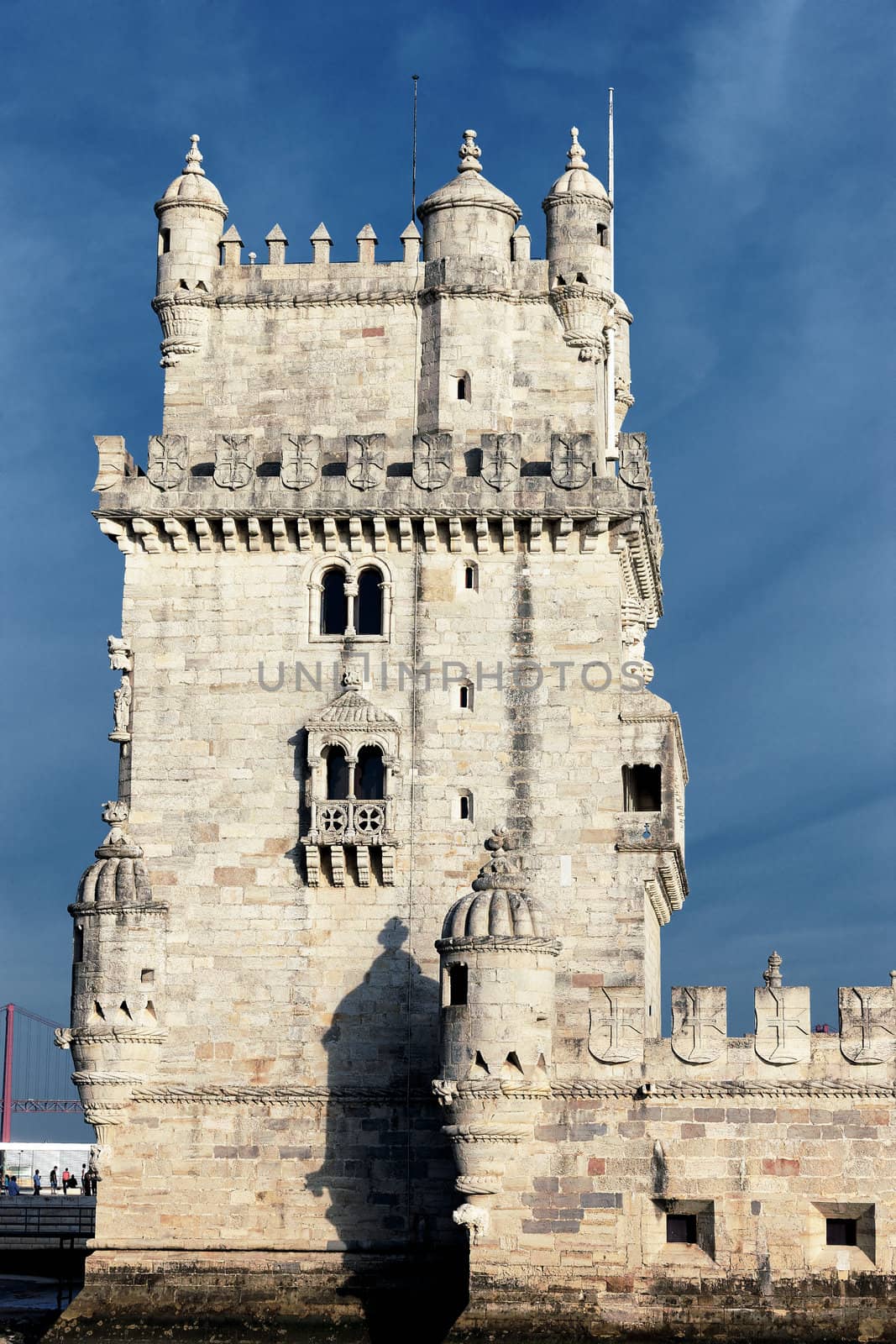 famous Belem Tower in evening. Lisbon, Portugal. 