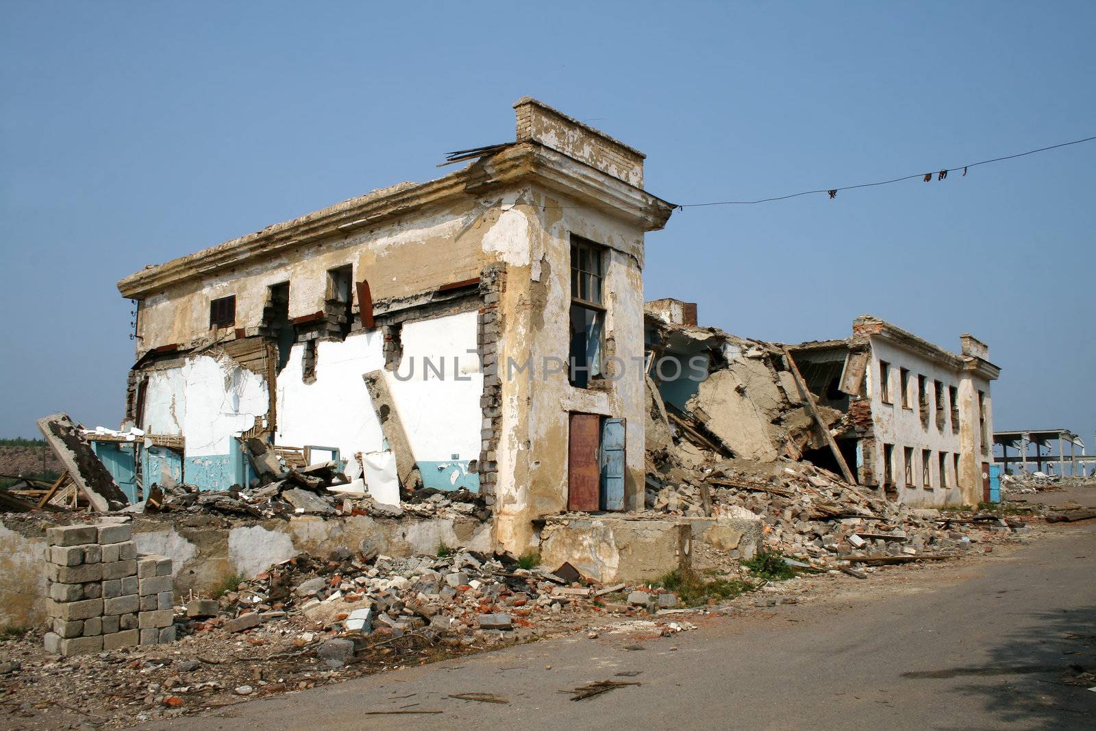 Destroyed building as an aftereffect of earthquake