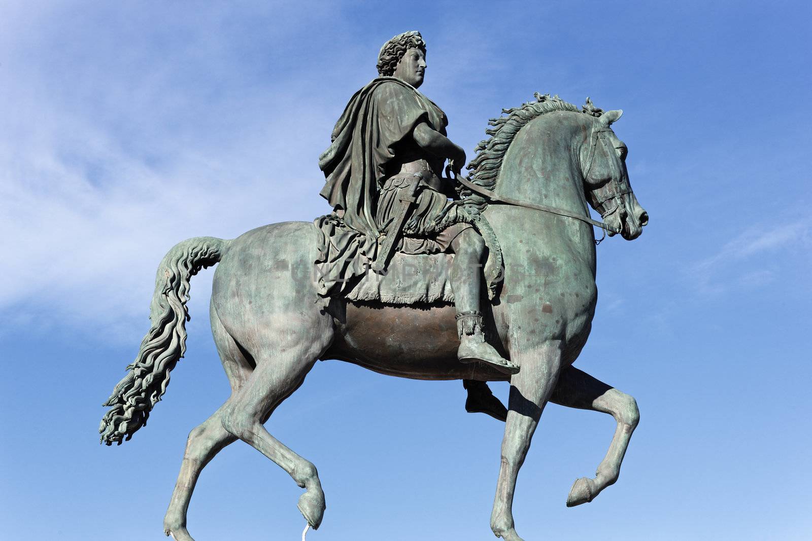Equestrian statue of Louis XIV on Place Bellecour in Lyon, France 