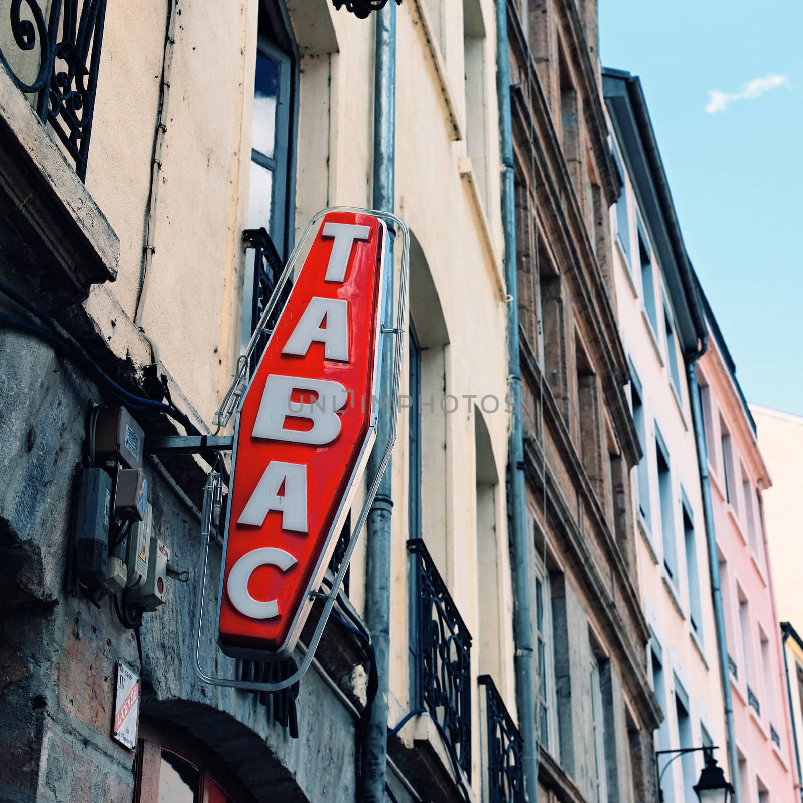 French Tabac Sign in a small street