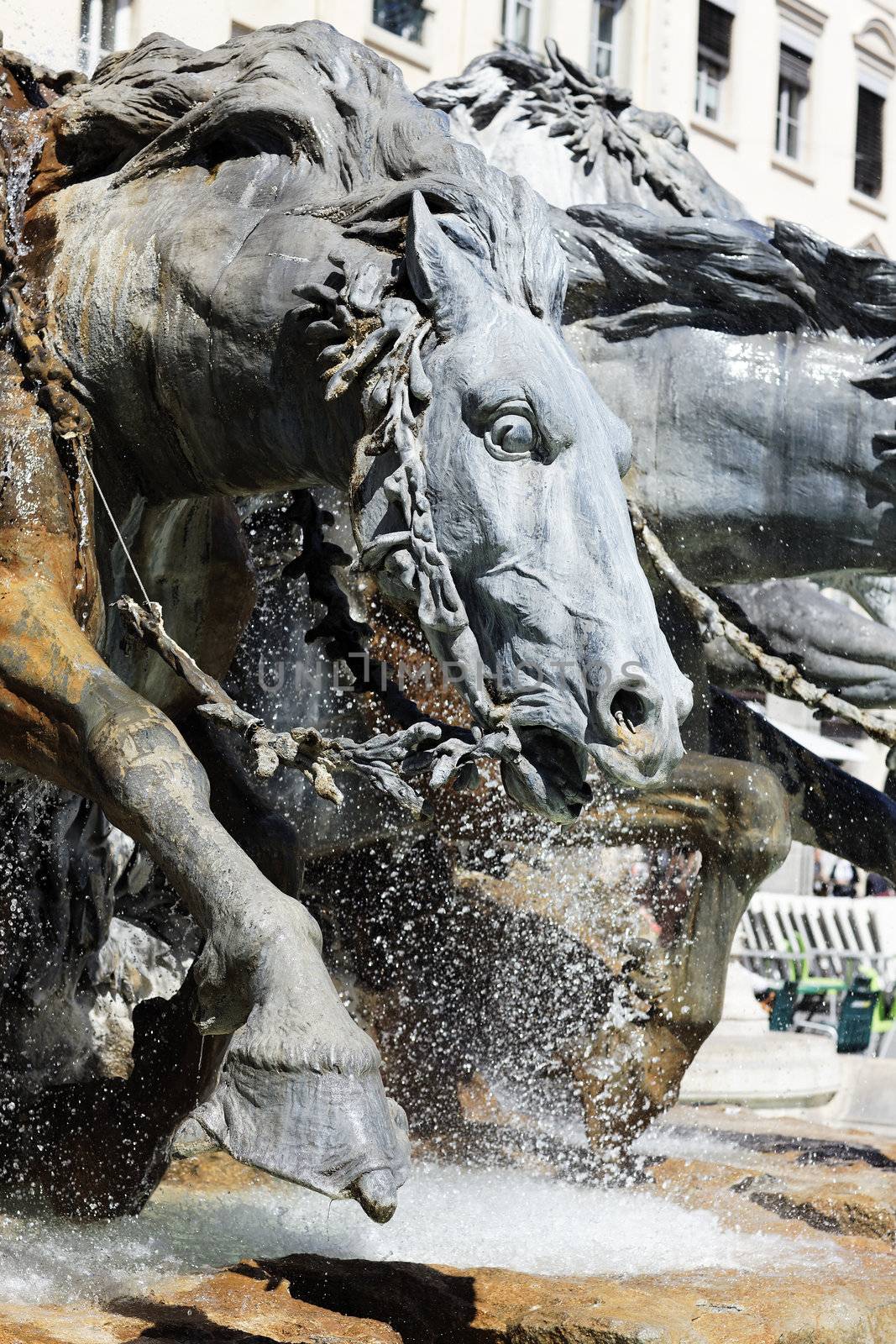 The Bartholdi Fountain at the Place des Terreaux in Lyon, France 