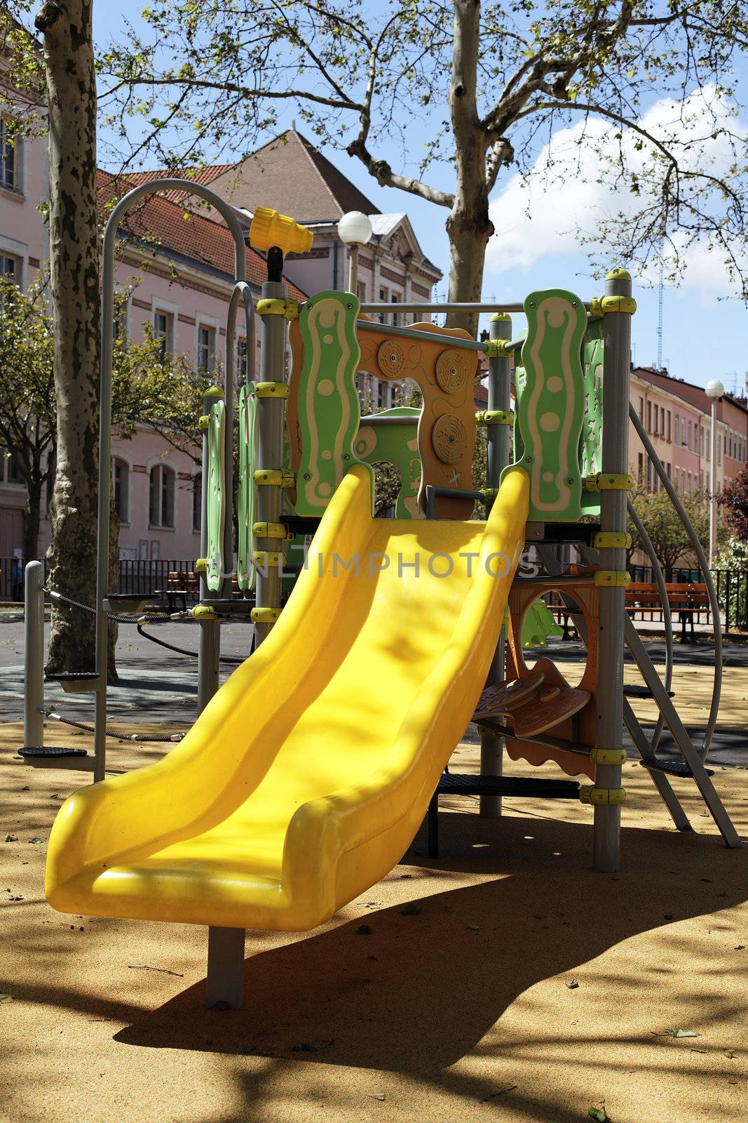 children playground equipment at park garden 