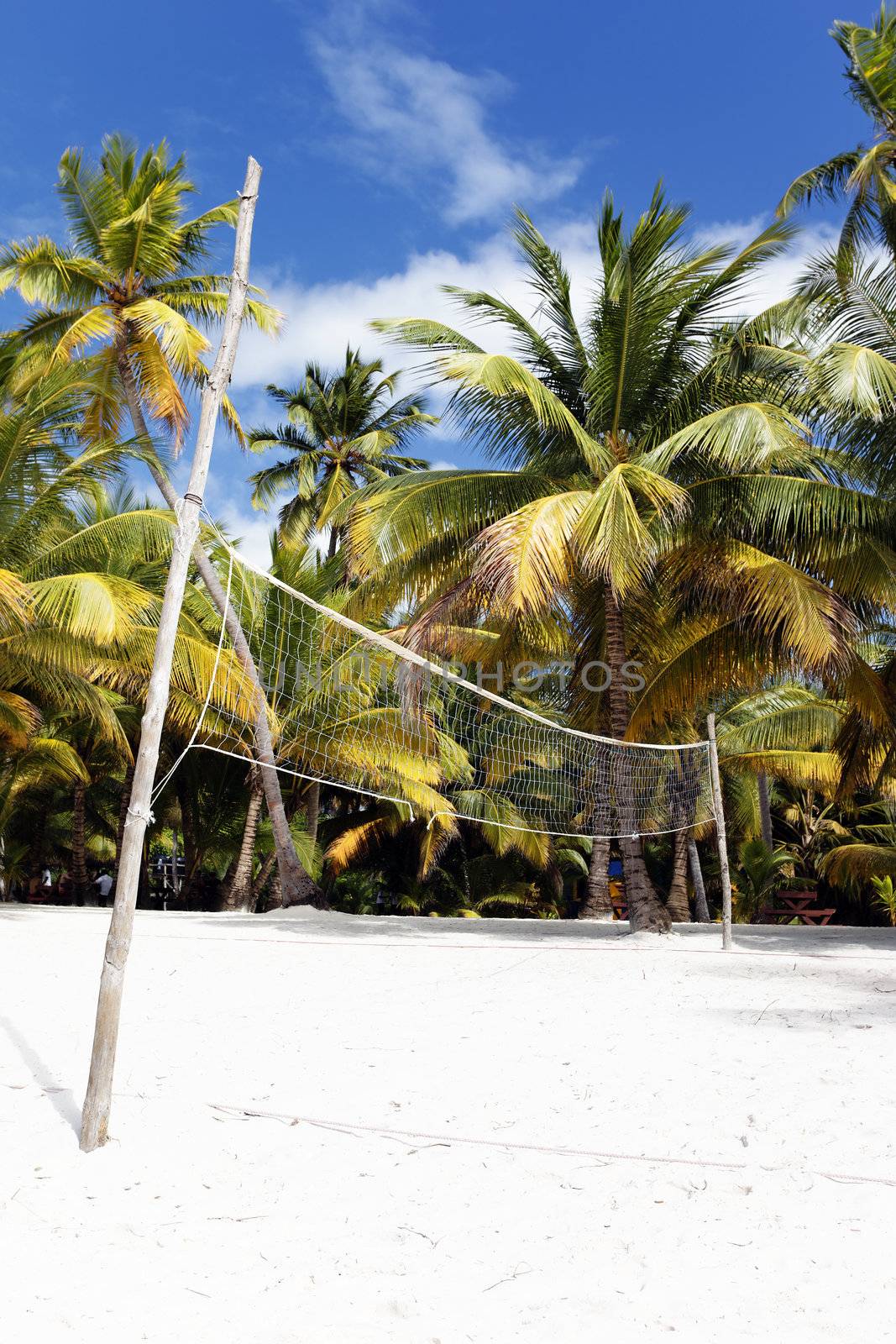 beach volleyball net, on a sunny day in Mexico 