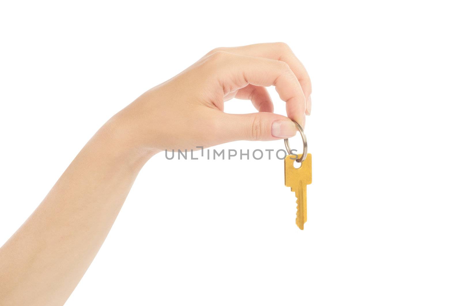 hand holds a gold key