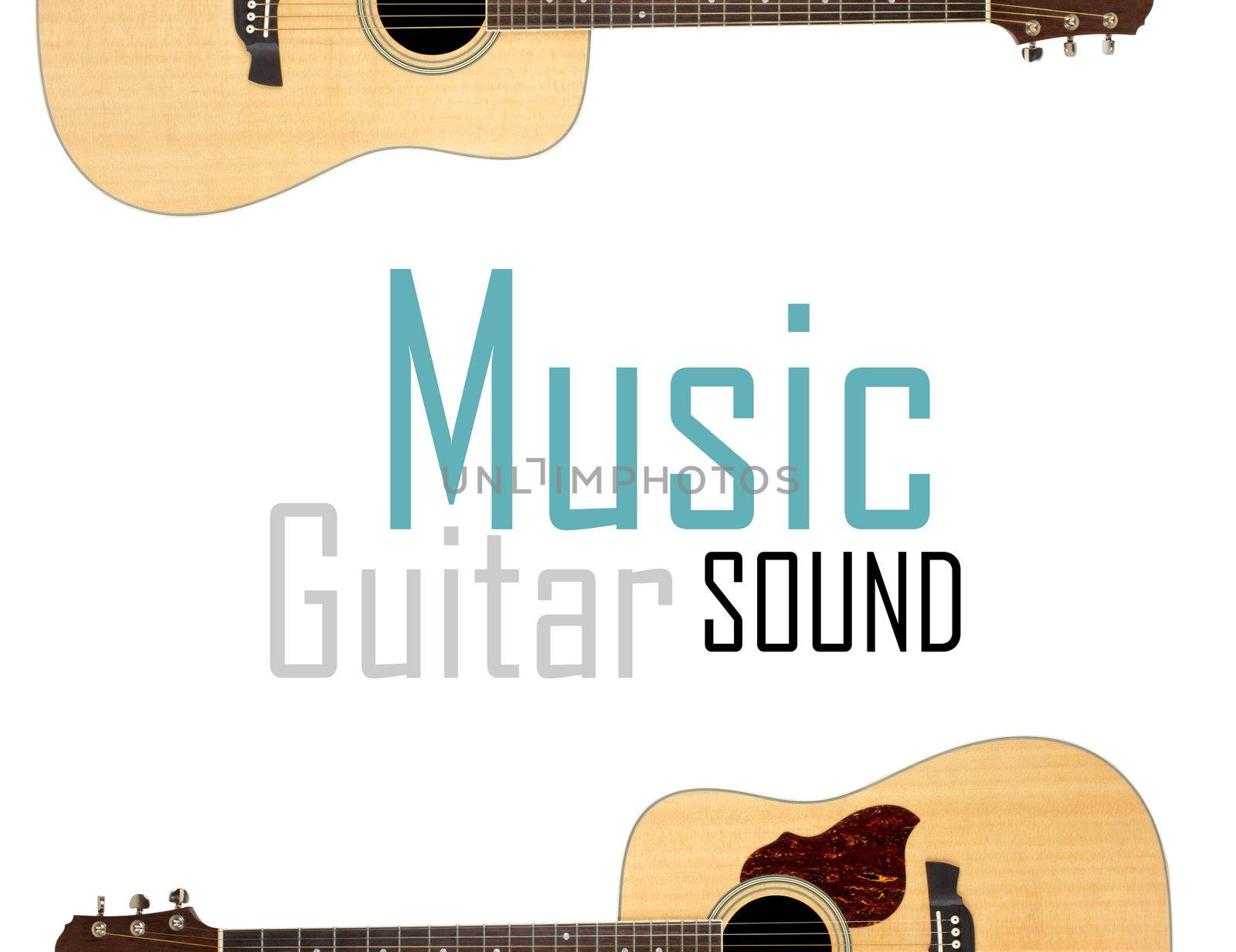 Acoustic guitar isolated over white background