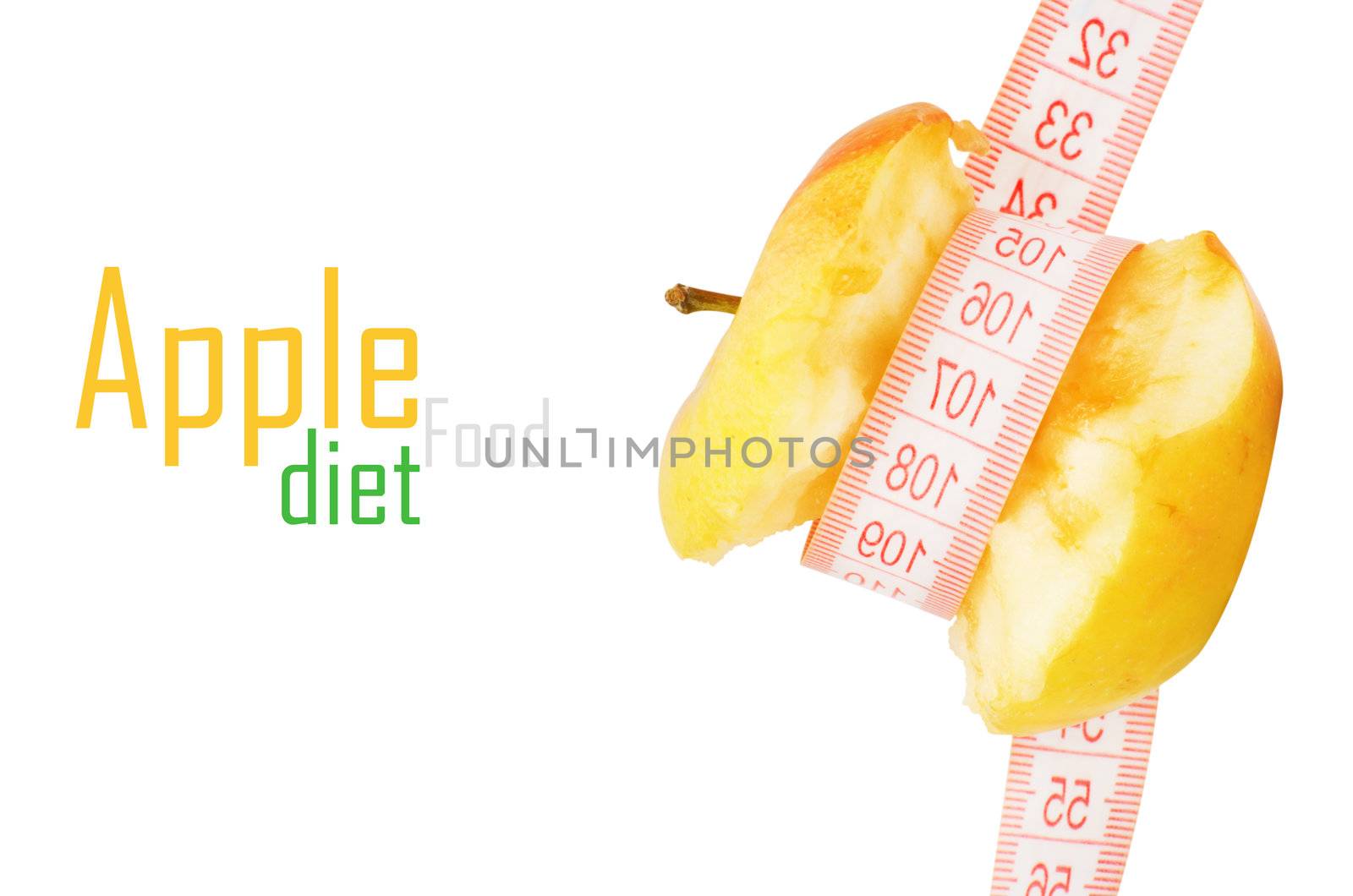 Apple with measurement isolated on white