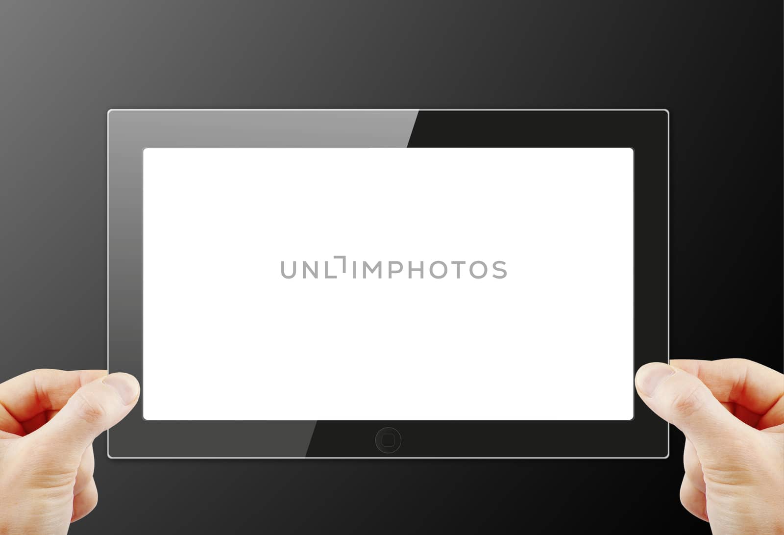 Black generic tablet pc, 3d render.