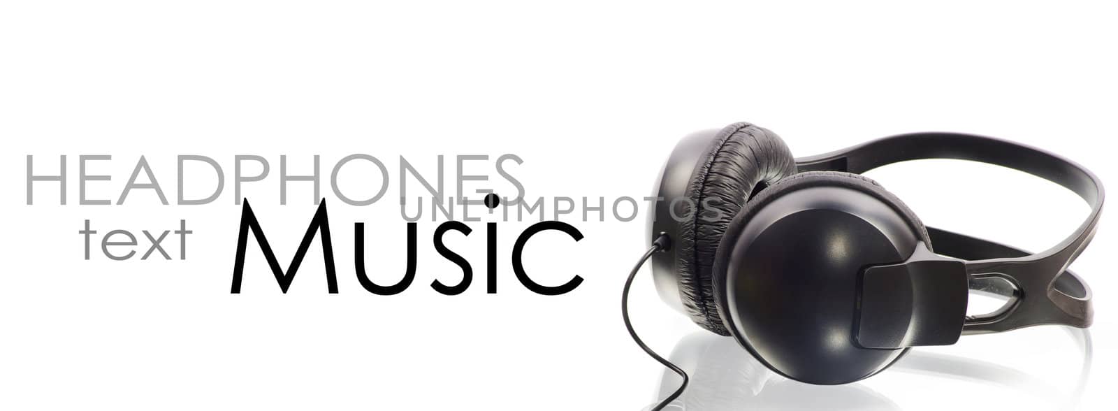 black headphones isolated on white background