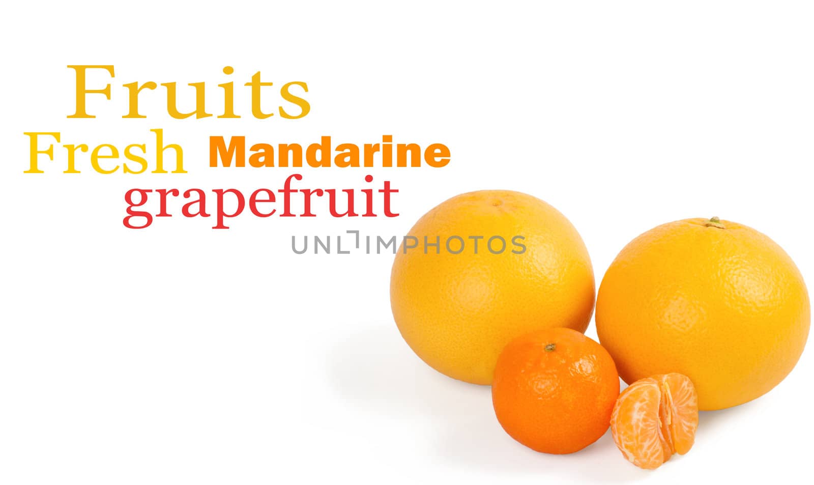 Fresh citrus fruit on a white background