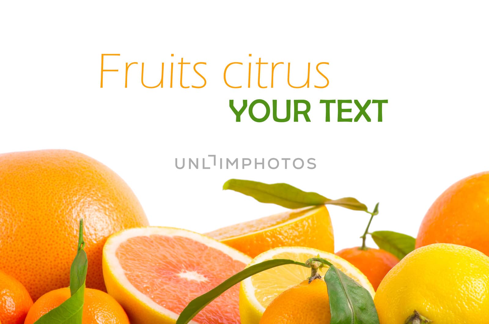 Fruits citrus on white