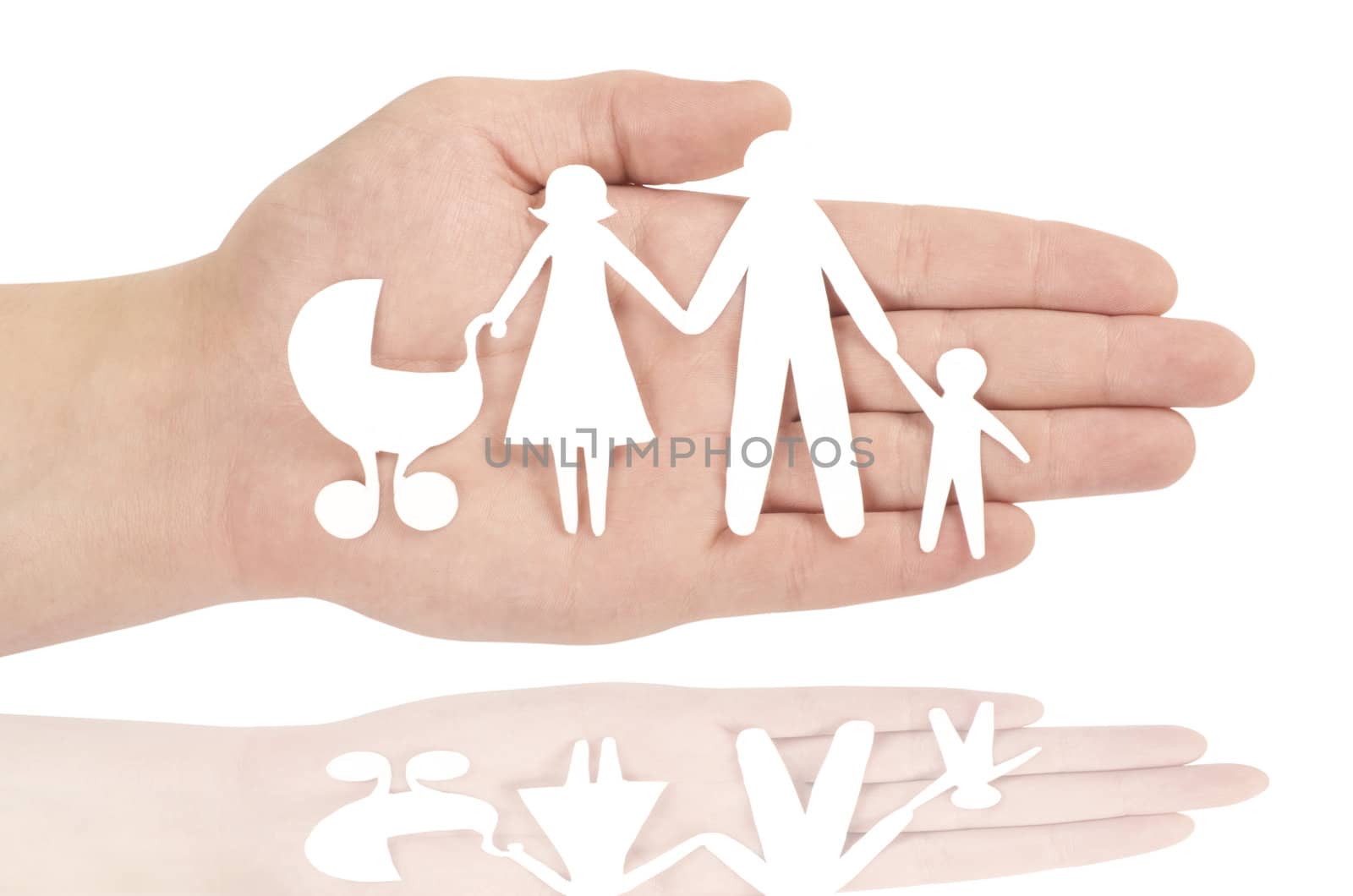 Paper family in hands