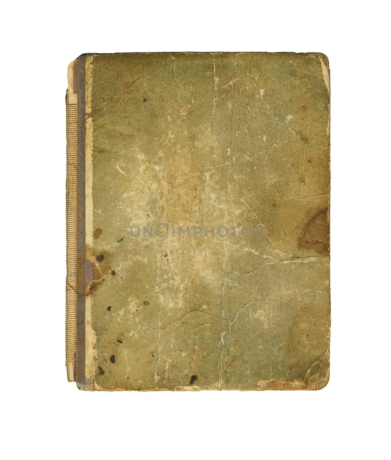 Old book cover, vintage texture, isolated on white background