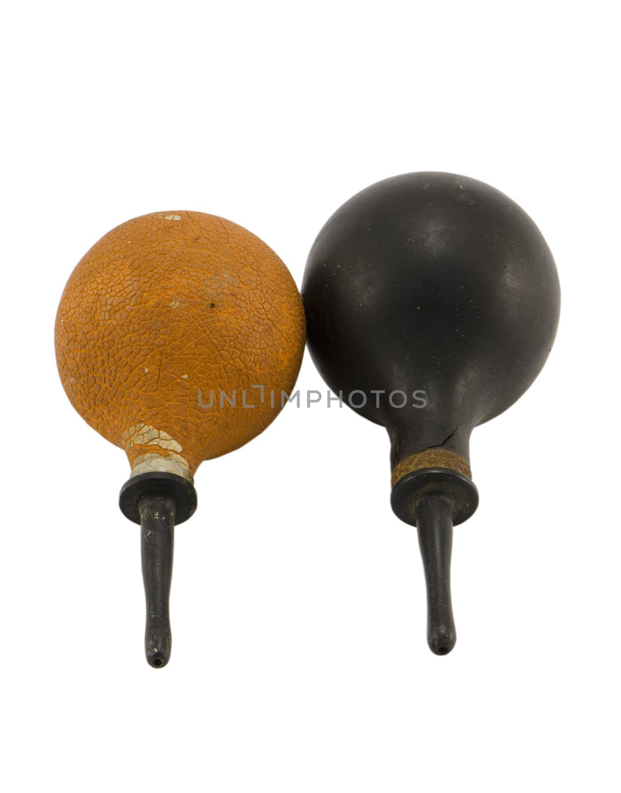 retro rubber pair enema clysters isolated on white by sauletas