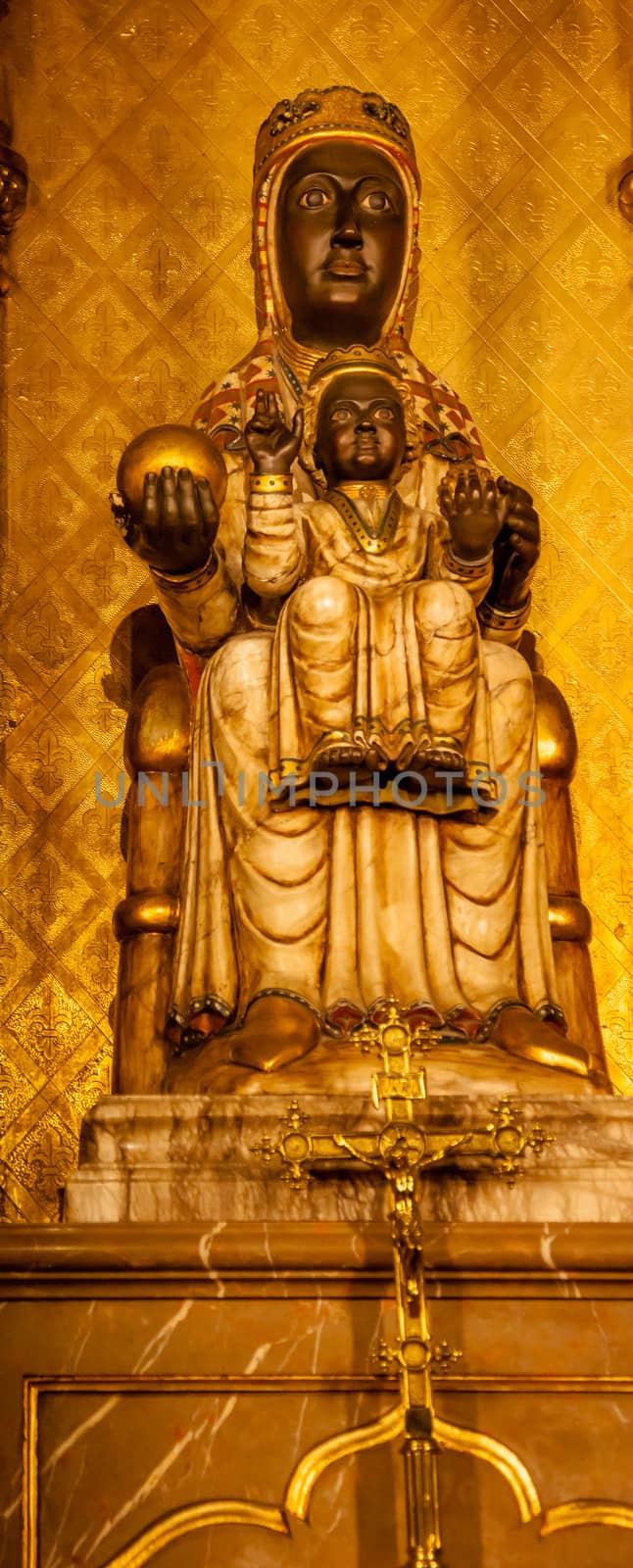 Black Madonna Statue Gothic Catholic Barcelona Cathedral Basilic by bill_perry