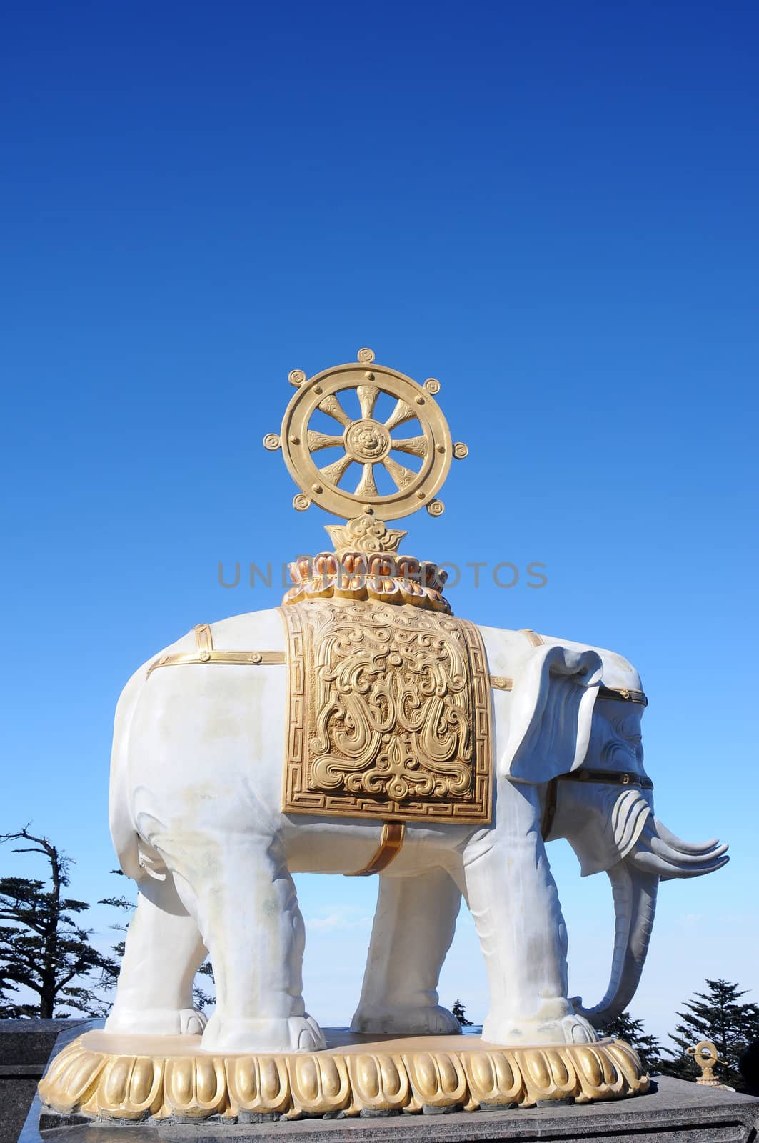 White elephant statue in a Buddhist temple in Sichuan, China