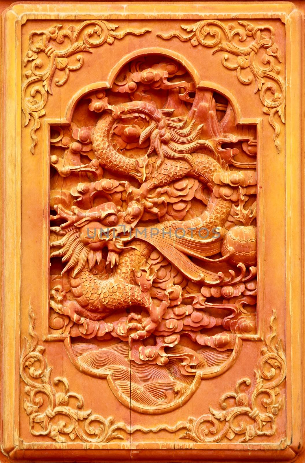 Dragon design on the wooden door by liewluck