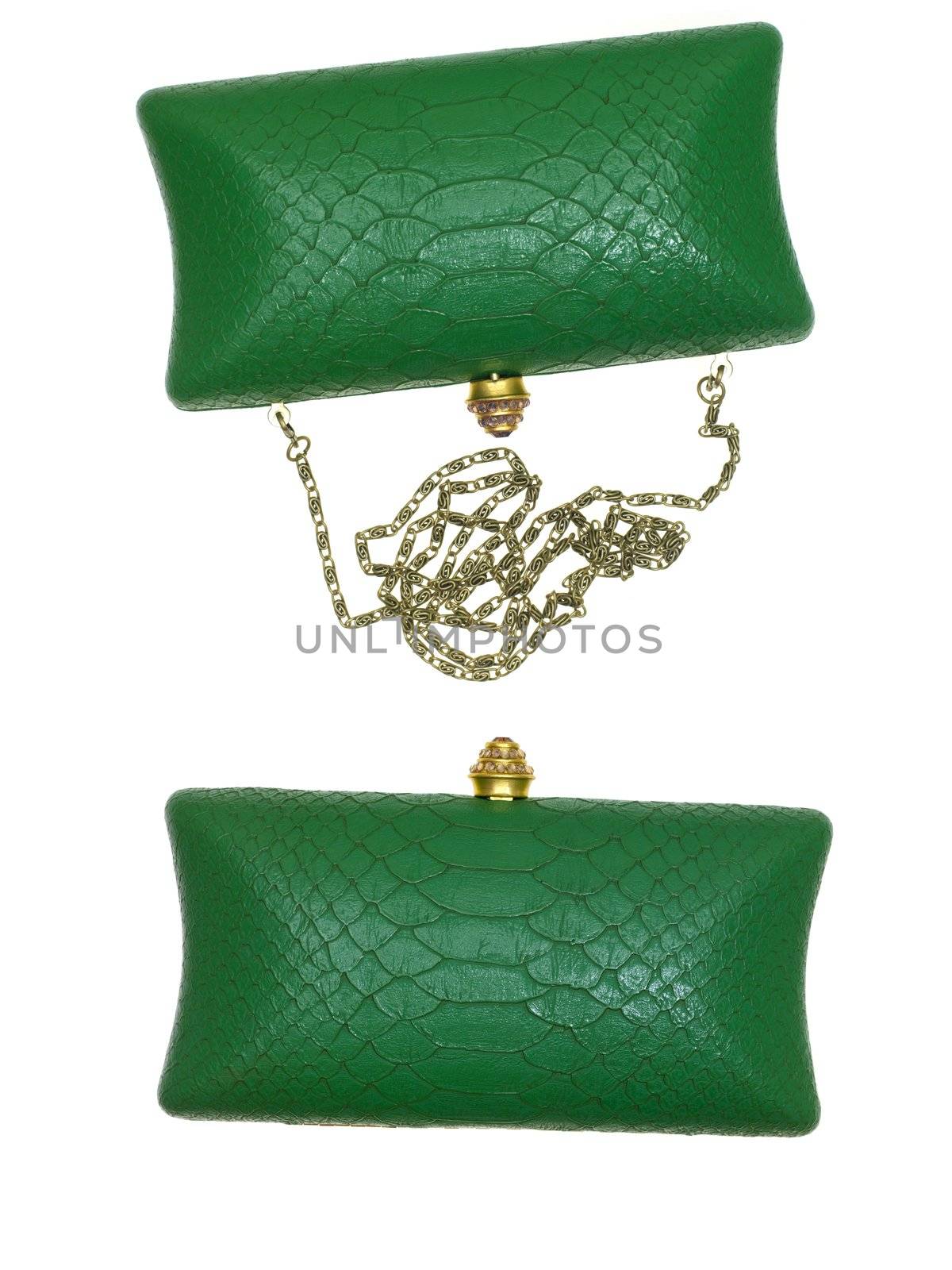 A ladies purse isolated against a white background