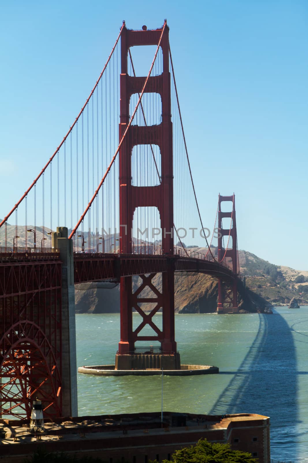 The Golden Gate Bridge is a suspension bridge spanning the Golden Gate, the opening of the San Francisco Bay into the Pacific Ocean. It is one of the most internationally recognized symbols of San Francisco, California.
