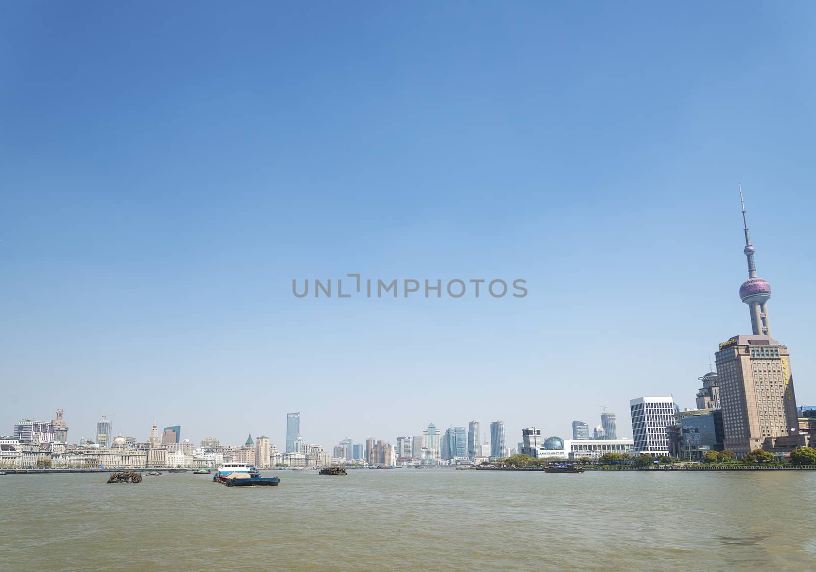 view of shanghai river buildings  in china