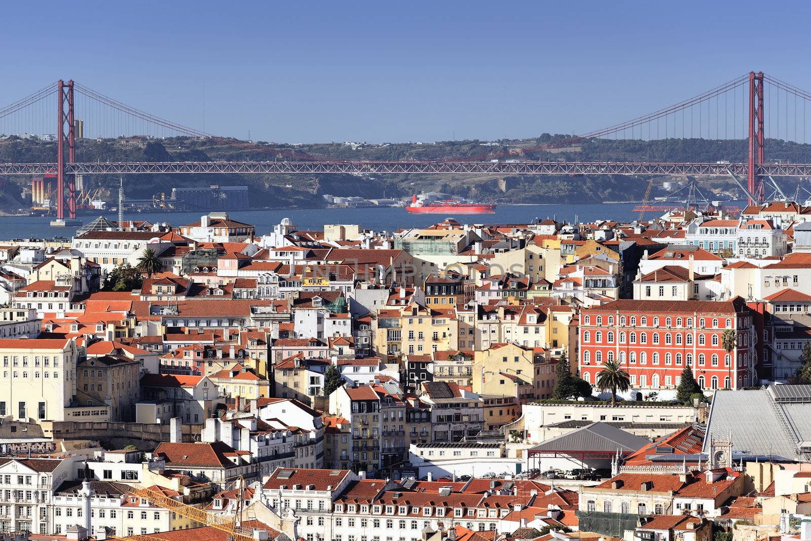 Panoramic view of Lisbon and the river Tagus, Portugal