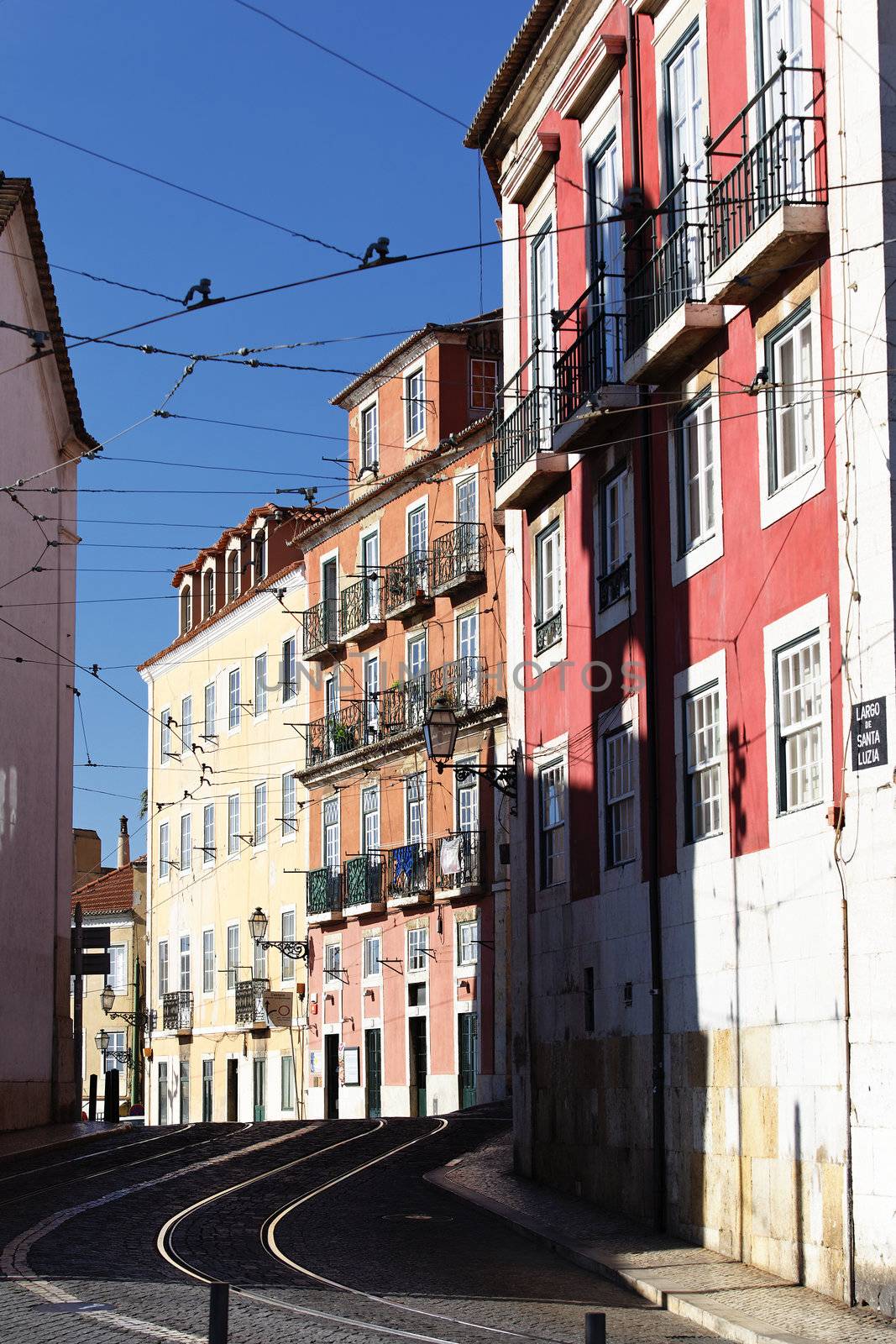 famous street in Lisbon in summer, Portugal