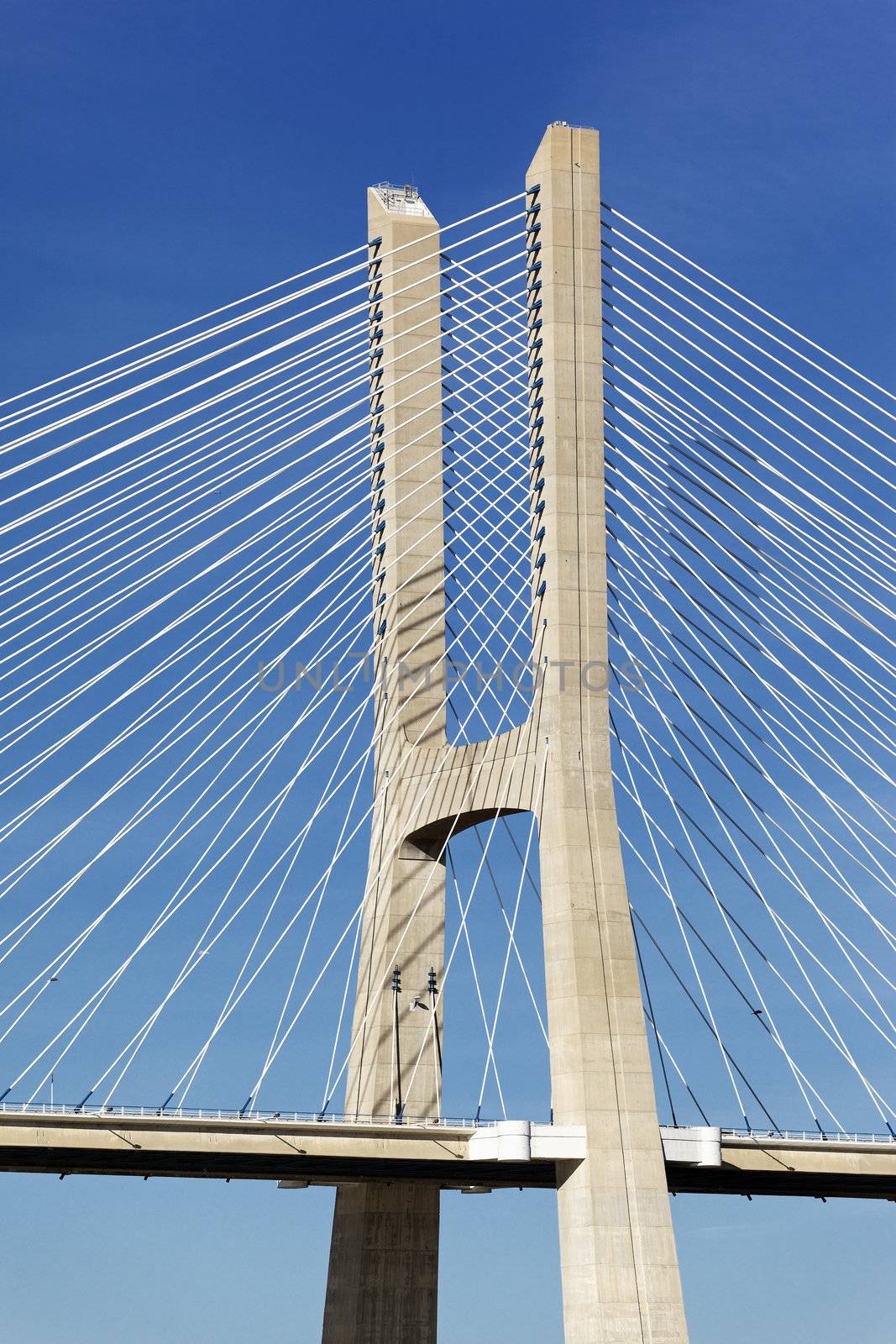 part of famous Vasco da Gama bridge in Lisbon