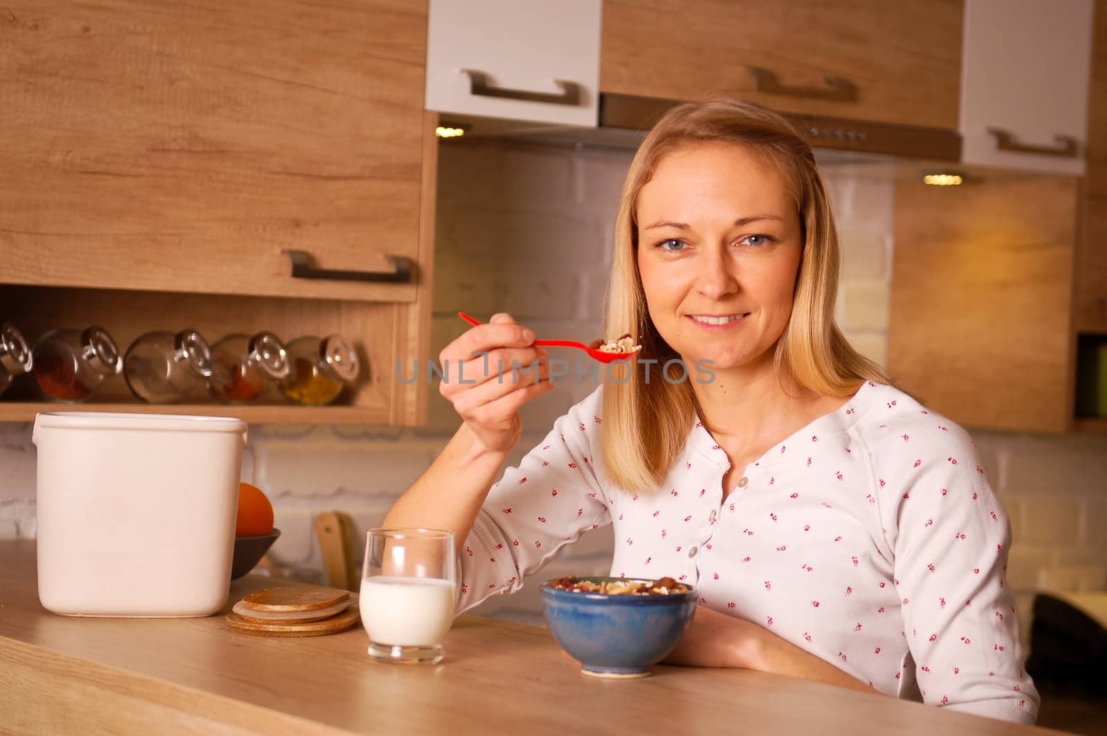 Young woman having a bowl of cereal