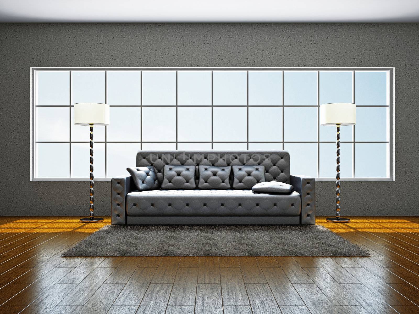 Livingroom with sofa near the window