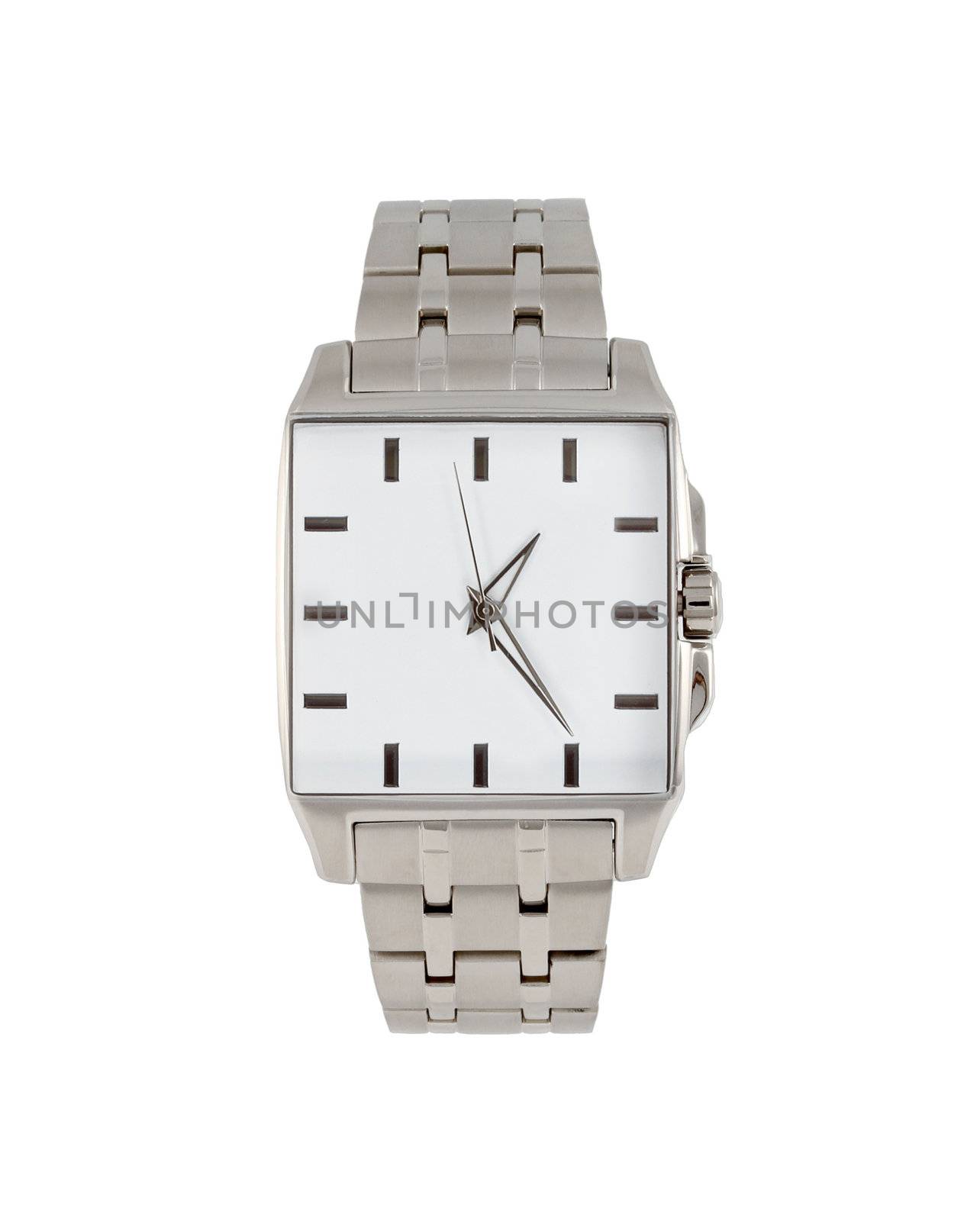 Men's classic steel wrist watch timer isolated