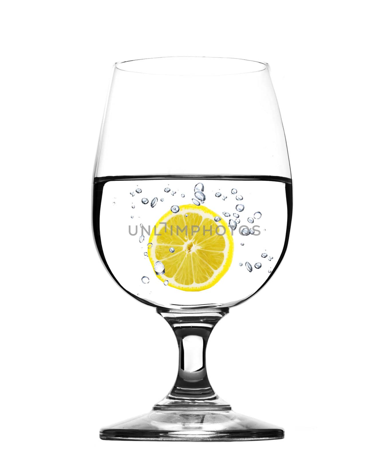Glass of water with lemon -concept