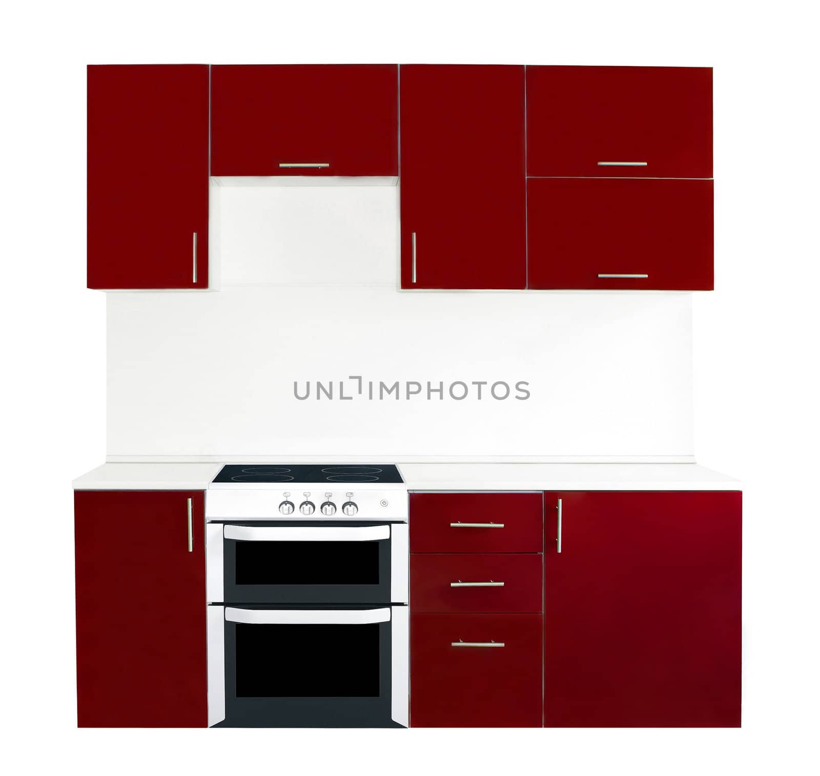 Modern red kitchen interior
