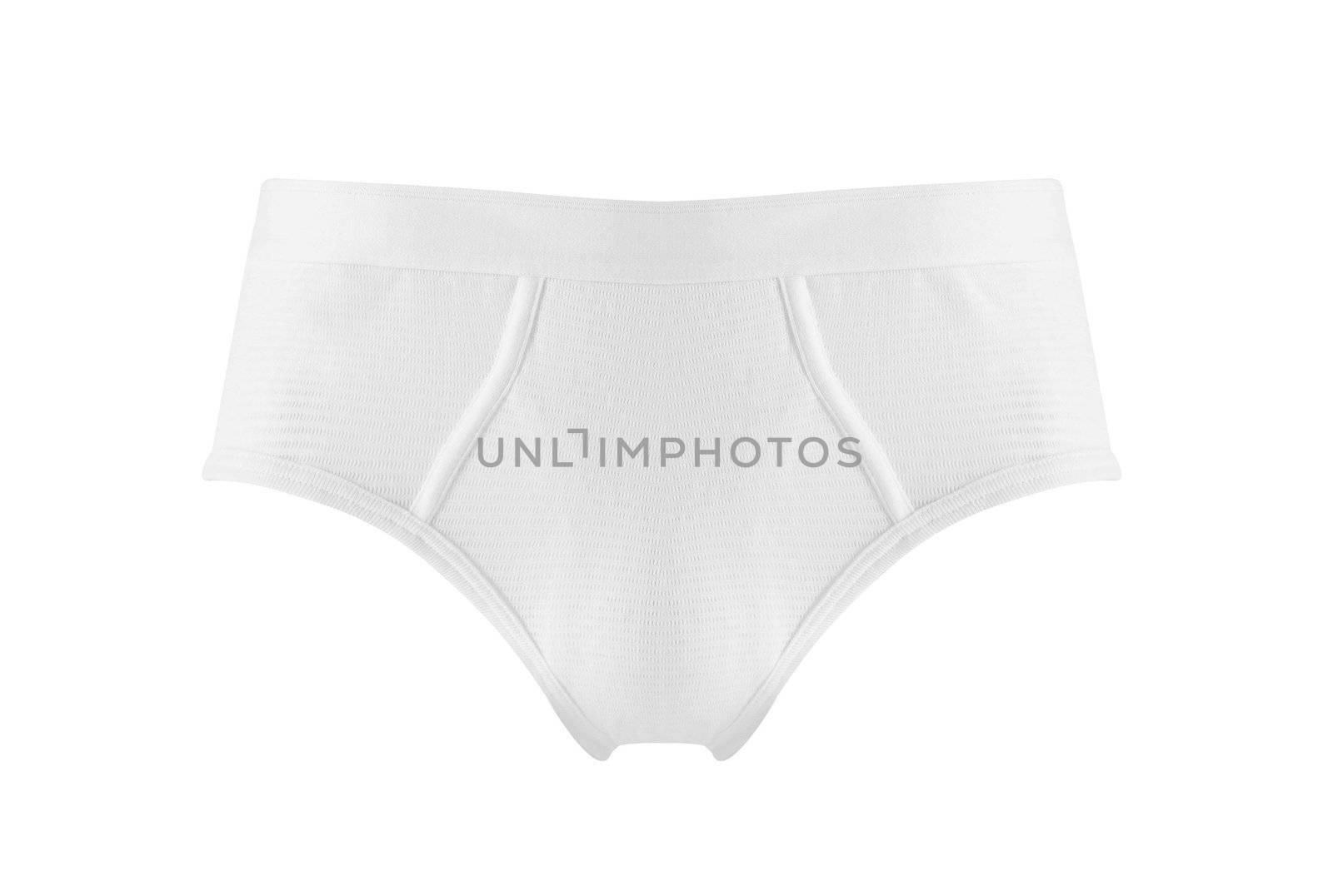 Front view of simple white man's panties isolated