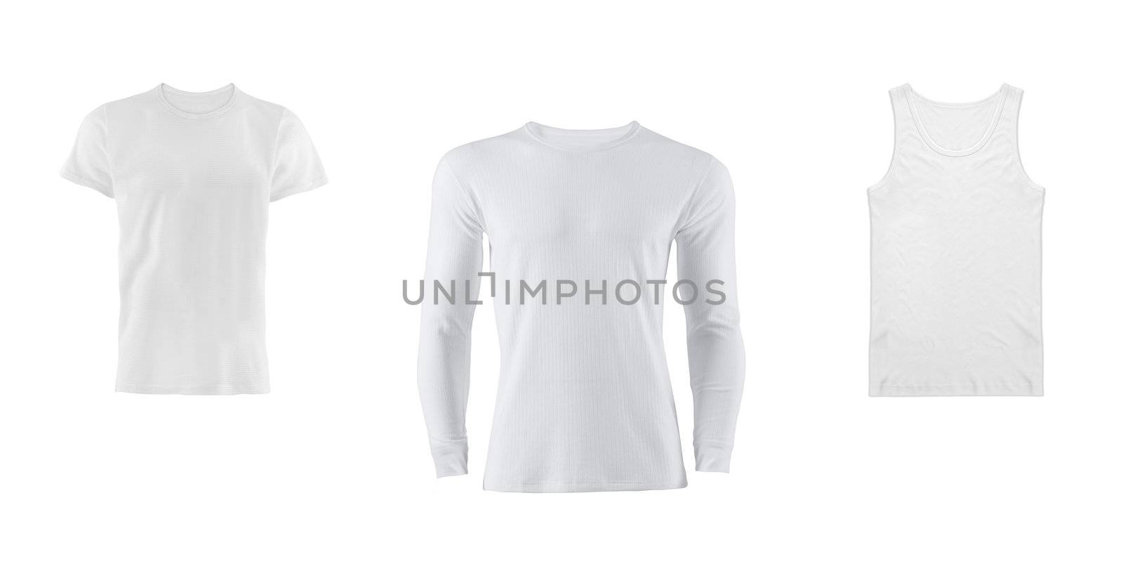 various t shirts on white background