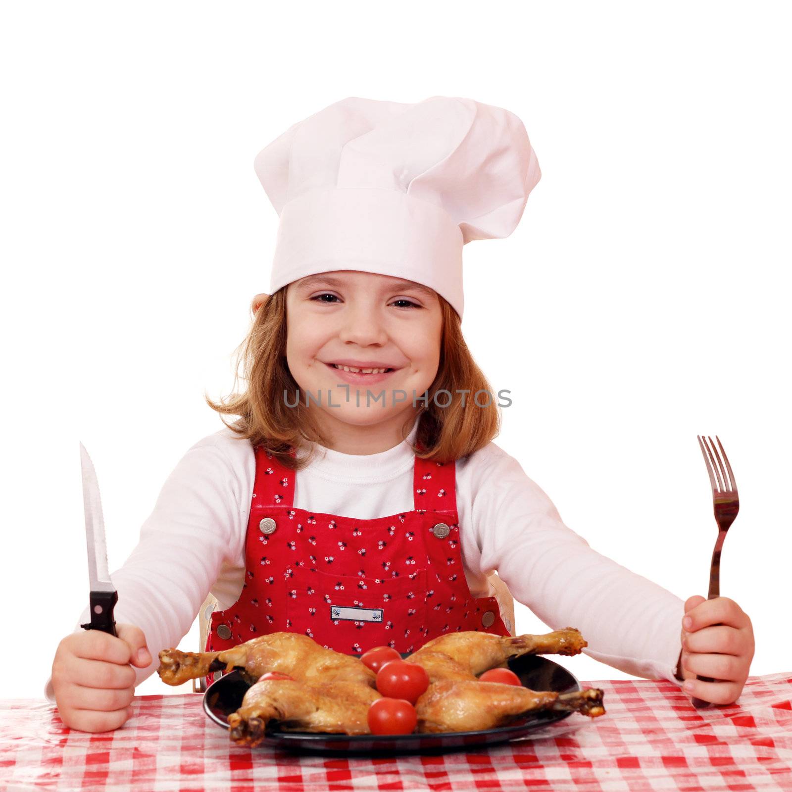 little girl cook ready for lunch by goce