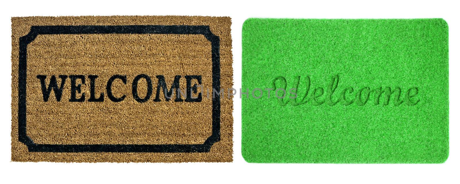 Welcome mats isolated over white by ozaiachin