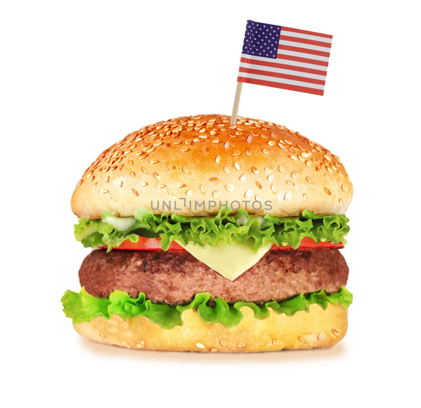 big hamburger isolated on white